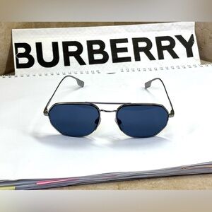 New Burberry B3140 1003/80 Men’s Sunglasses Blue Lenses and Silver Frame